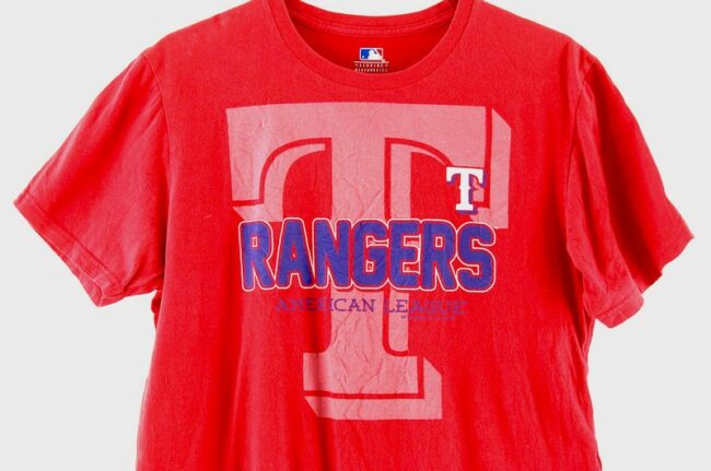 Close up of Rangers American League Red Tee