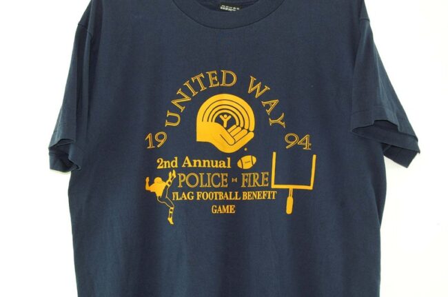 Close up of United Way 1994 Navy Tee