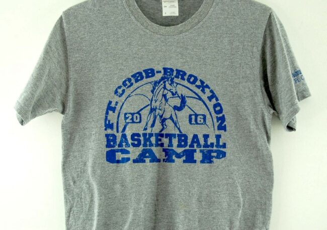 Close up of Cobb Broxton Basketball Camp 2016 Grey Tee