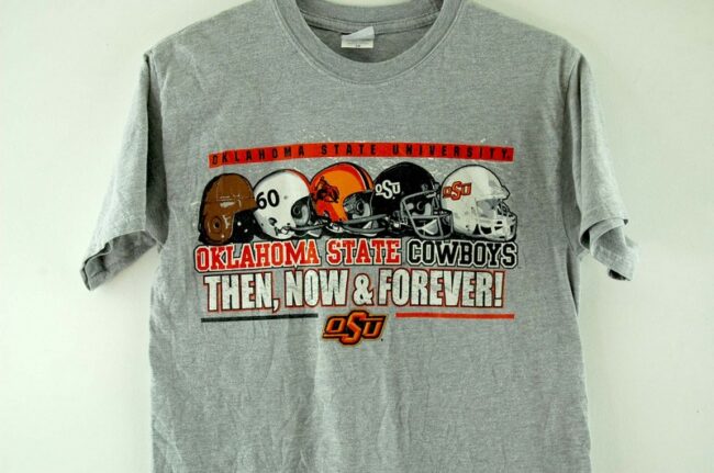 Close up of Oklahoma State Cowboys Grey T-Shirt