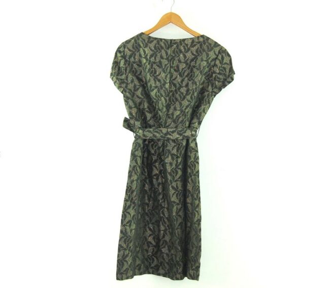 Back of 1960s Tie Waist Brocade Dress