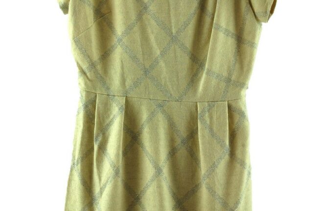 Close up of 1960s Metallic Check Wool Dress