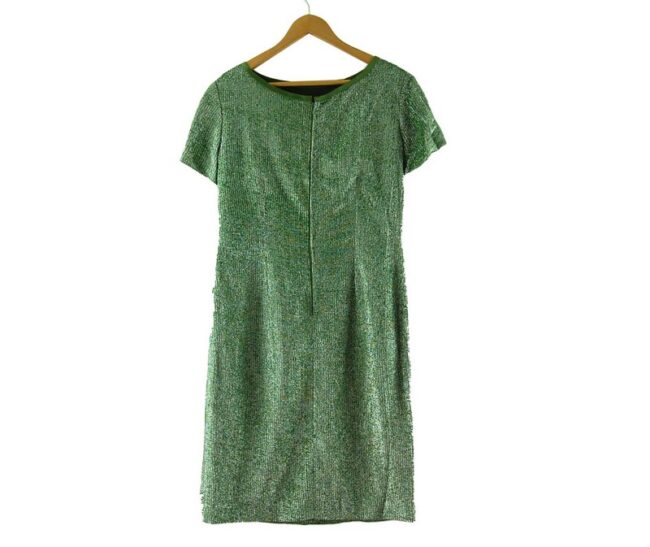 Back of 1960s Metallic Green Shift Dress