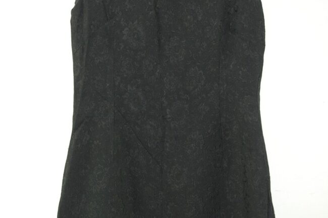 Close up of 1960s Black Shift Dress with Bow