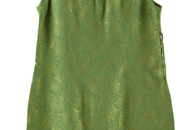 Close up of 1960s Green and Gold Dress