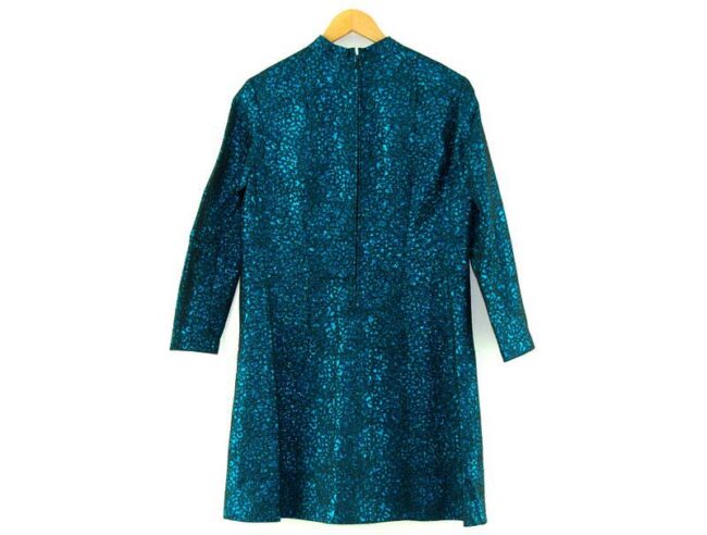 Back of 1960s Metallic Blue Shift Dress1960s Metallic Blue Shift Dress