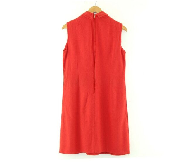 Back of Red Wool Retro 70s Dress with Dagger Collar