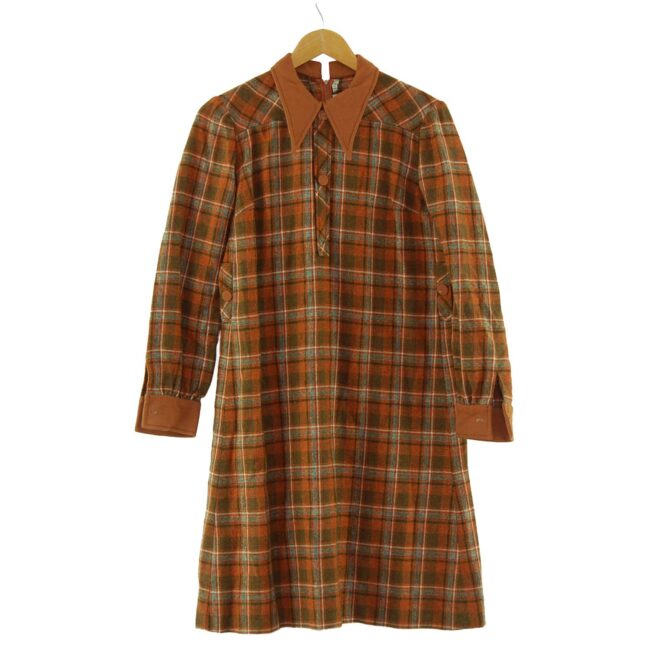 70s Wool Checked Dress