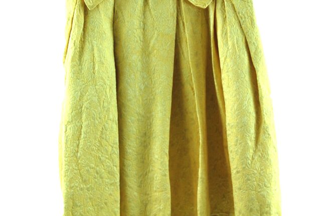 Close up of 1960s Pastel Yellow Jacquard Dress