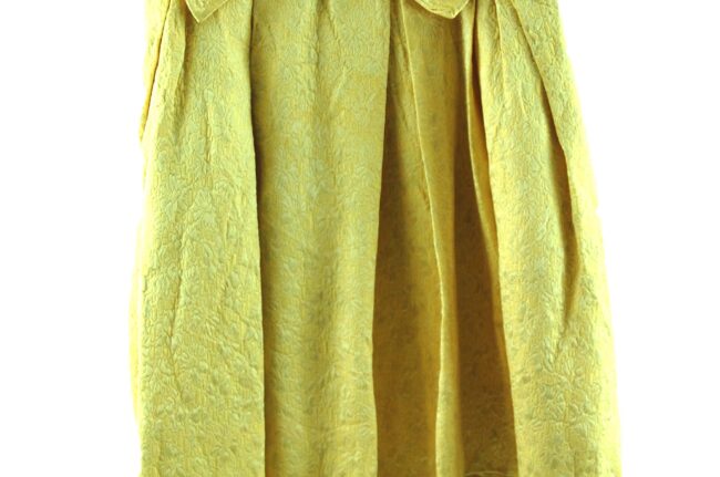 Close up of 1960s Pastel Yellow Jacquard Dress