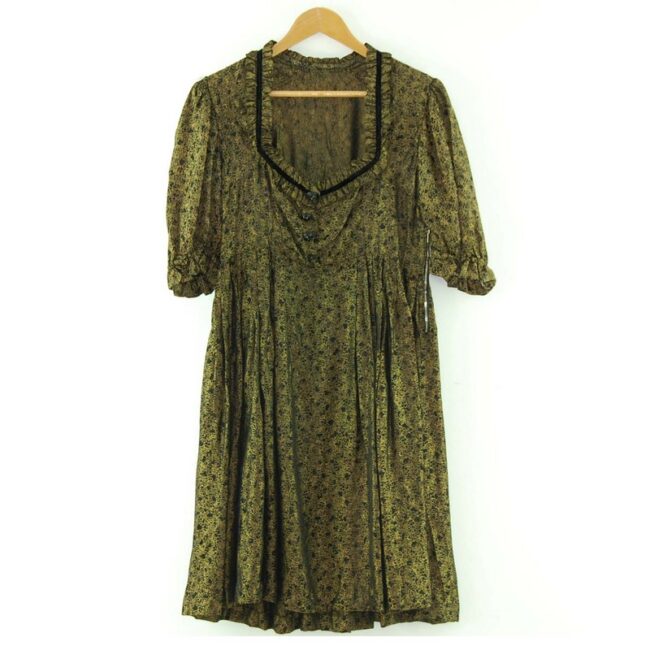 1960s Black and Gold Prairie Dress