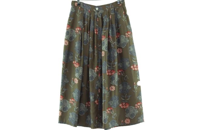 Back of Vintage Grey Floral Silk Skirt