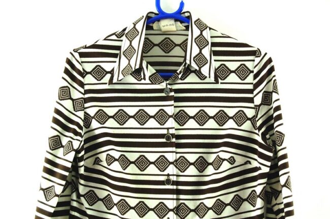 Close up of 70s Aztec Print Blouse