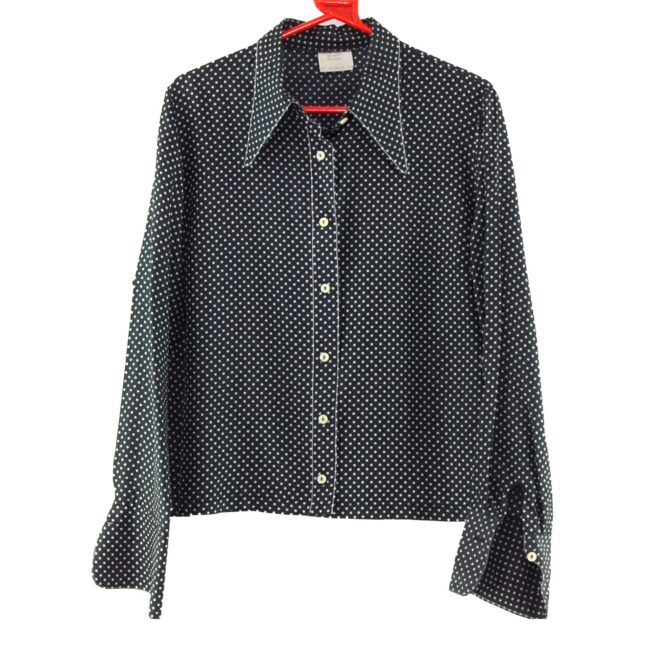 Dagger Collar Polka Dot 70s Blouse