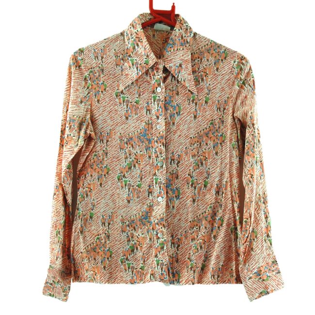 70s Crowd Print Blouse