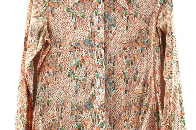 Close up of 70s Crowd Print Blouse