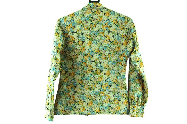 Back of 70s Floral Dagger Collar Blouse