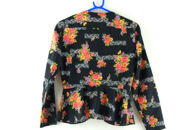 Back of Black Floral Peplum Blouse