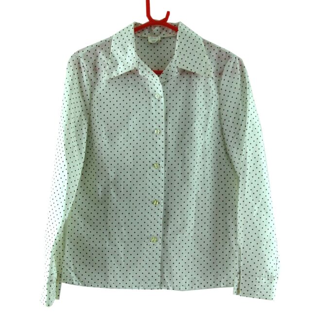 70s White Polka Dot Blouse