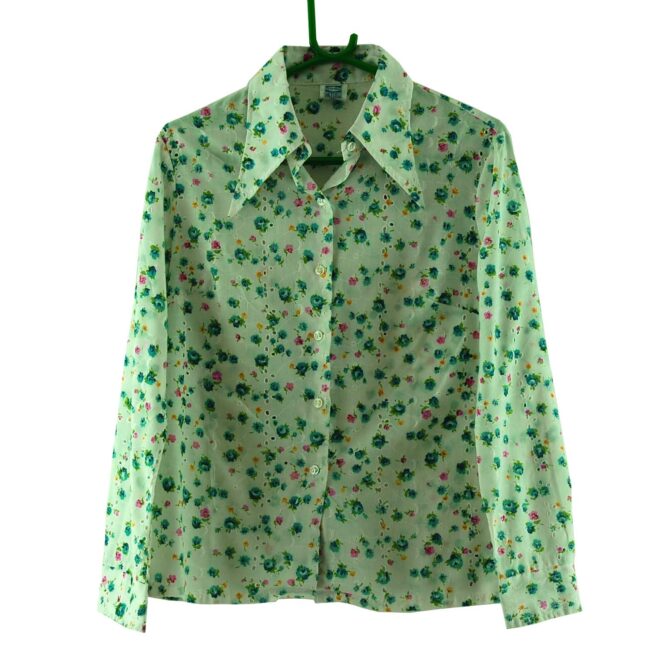 70s Floral Broderie Anglaise Blouse