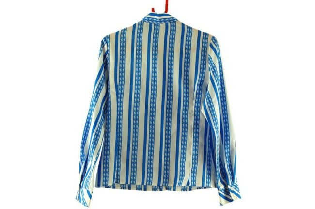 Back of Blue and White Striped 70s Blouse