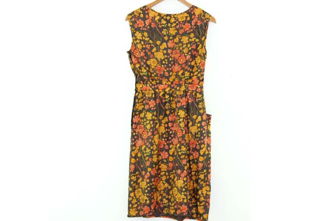 Back of Grey Floral Print 60s Dress