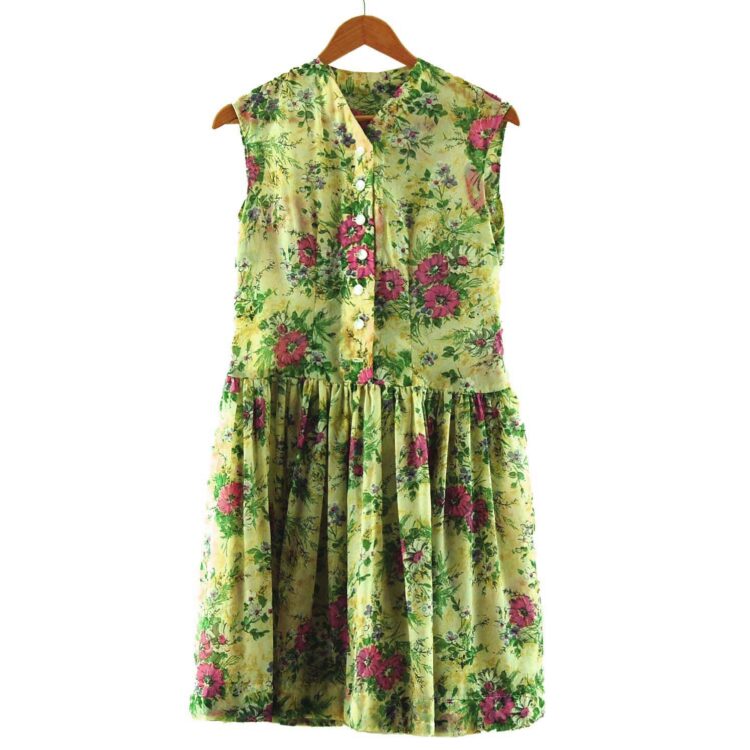 Floral Drop Waist 50s dress.