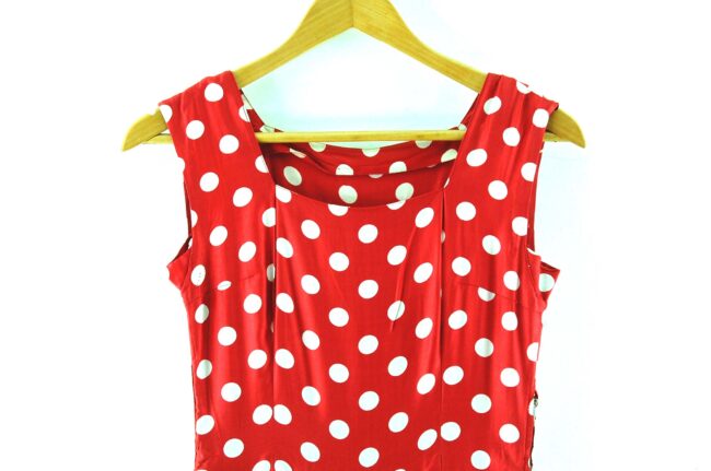 Close up of Red Polka Dot 50s Dress