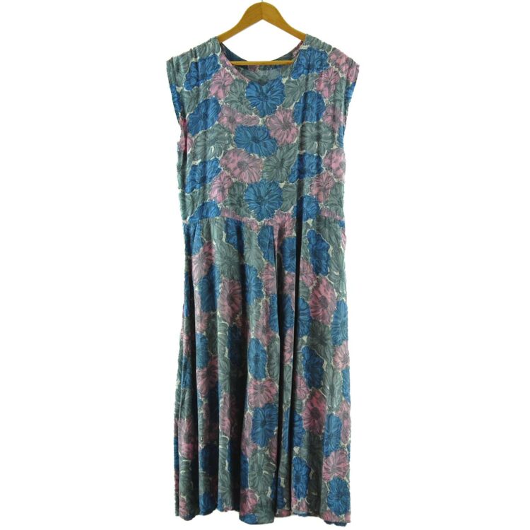 Pink and Blue Floral 50s Dress