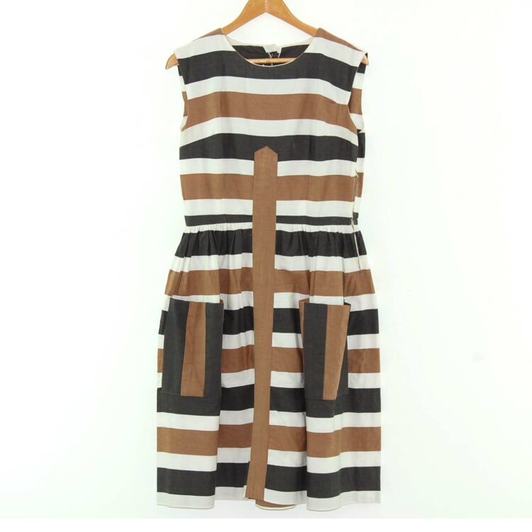 Black and Brown Striped 50s Dress