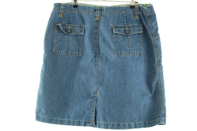 Back of Short Blue Denim Skirt