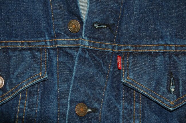 Close up of 60s Levis Big E Jacket 70505 0217