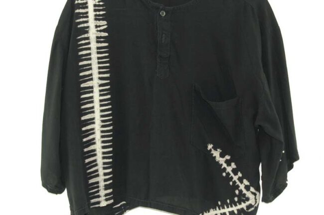 Close up of 90s Black Tie Dye Blouse