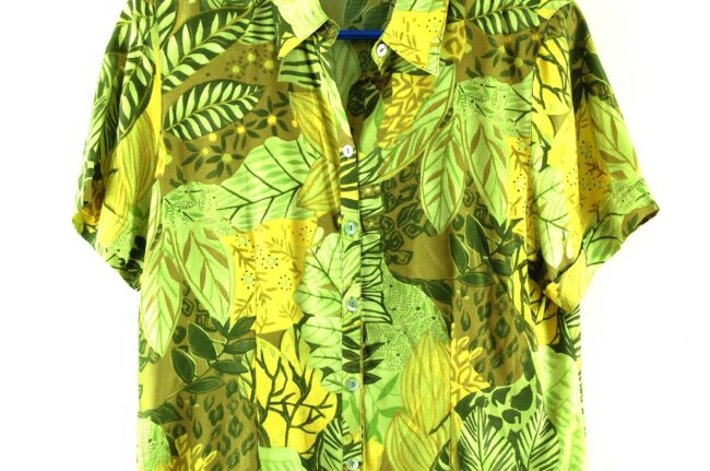 Close up of 1990s Jungle Print Blouse