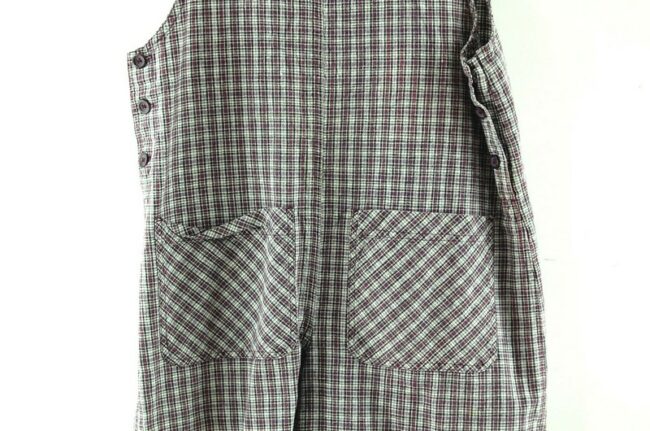 Close up of Womens Cropped Plaid Dungarees