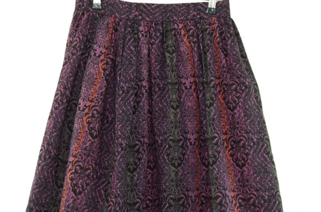 Close up of Patterned Purple Dirndl Skirt