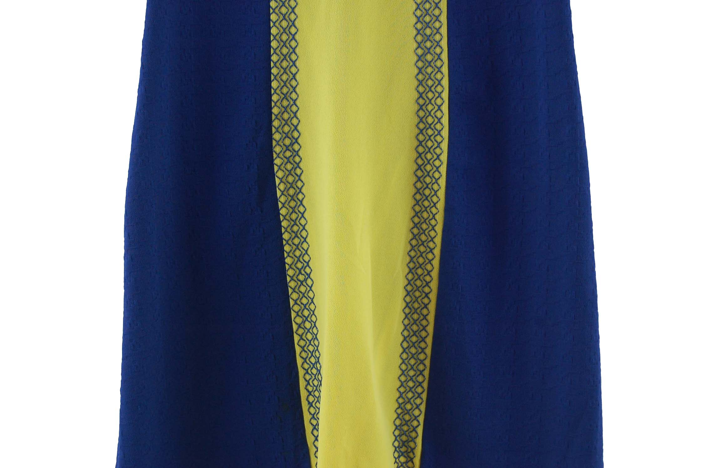 Close up of 70s Blue And Yellow Dress