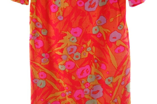 Close up of Wool Floral 70s Print Dress