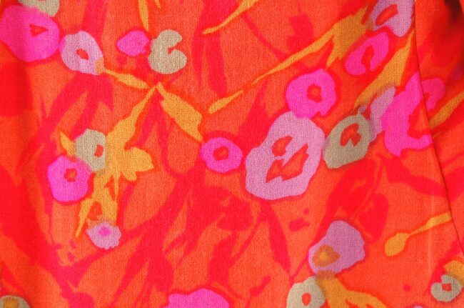 Close up of Wool Floral 70s Print Dress