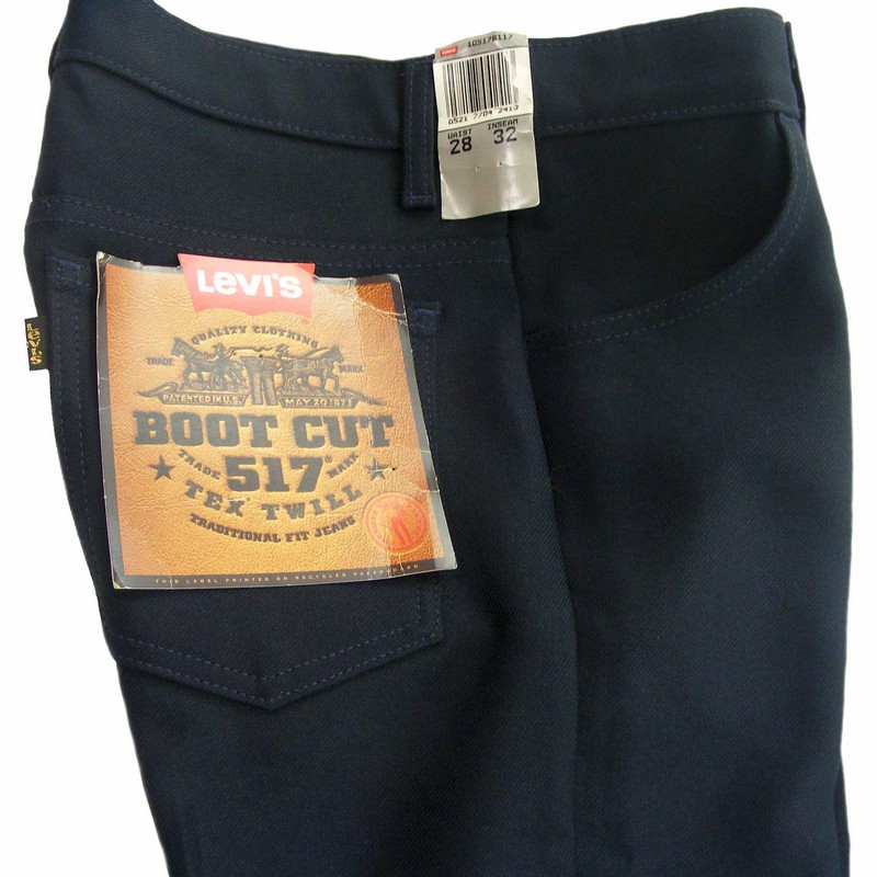 70s Bootcut Levis 517 Black Trousers- W28 L32 - Blue 17 Vintage Clothing
