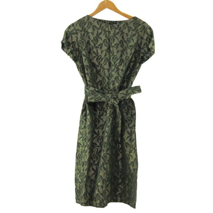 1960s Tie Waist Brocade Dress