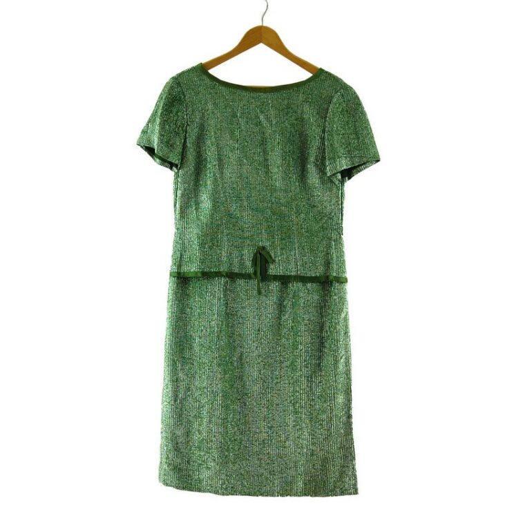 1960s Metallic Green Shift Dress