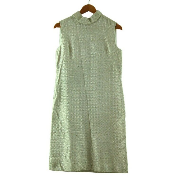 White Metallic Brocade 1960s Dress
