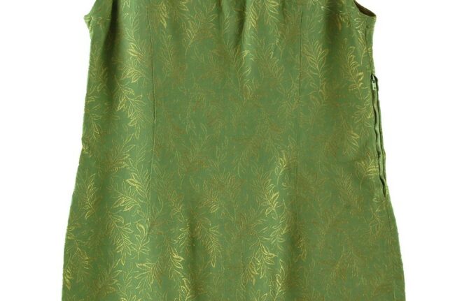 Close up of 1960s Green and Gold Dress