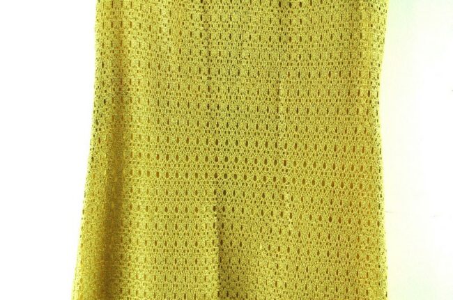 Close up of 1960s Gold Crochet Shift Dress