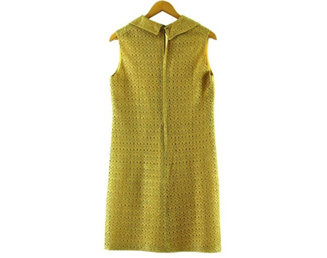 Back of 1960s Gold Crochet Shift Dress