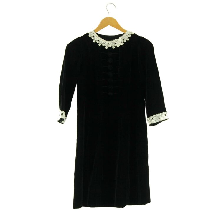 1960s Black Velvet Dress