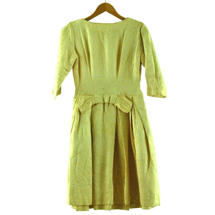 1960s Pastel Yellow Jacquard Dress