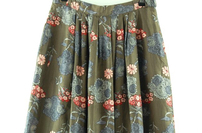 Close up of Vintage Grey Floral Silk Skirt