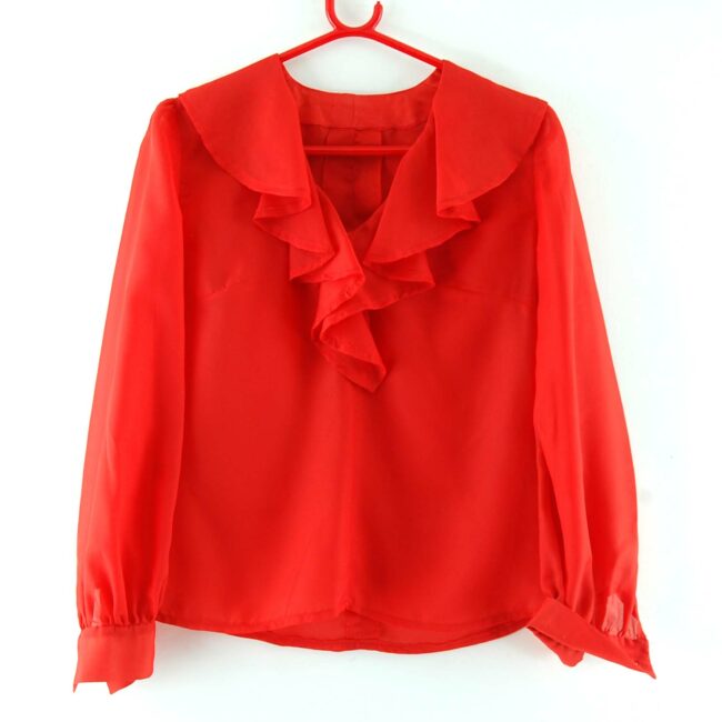 70s Red Flounce Blouse